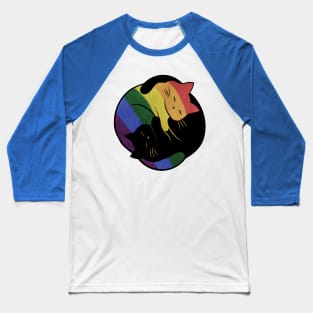 Rainbow Cat Yin Yang LGBT Gay Pride Flag Baseball T-Shirt